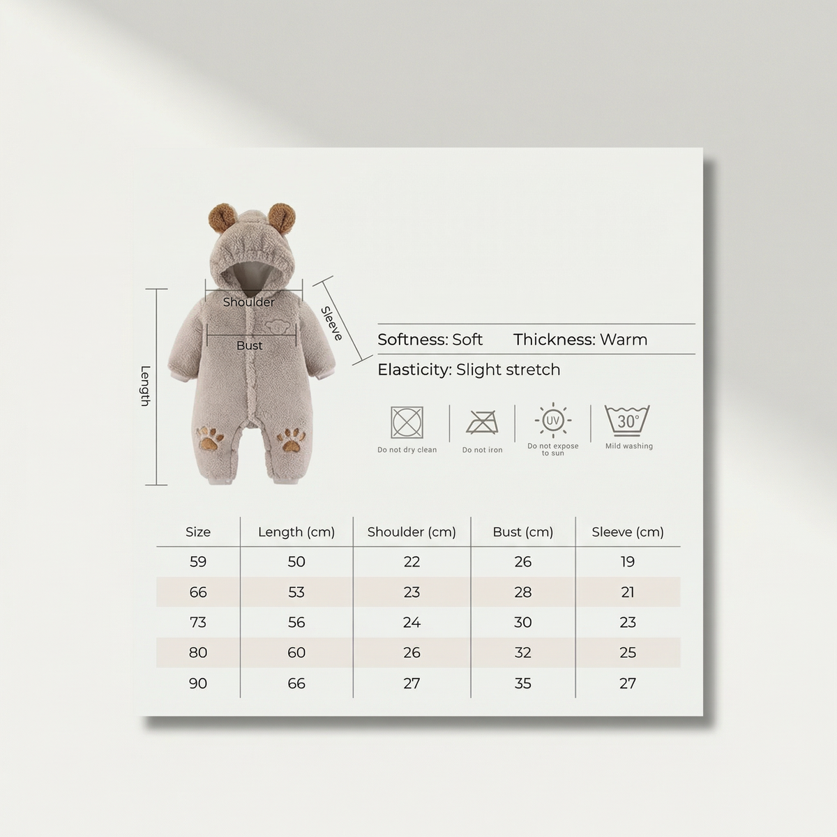 Bear Jumpsuit premium plush baby outfit by PerfectBaby™