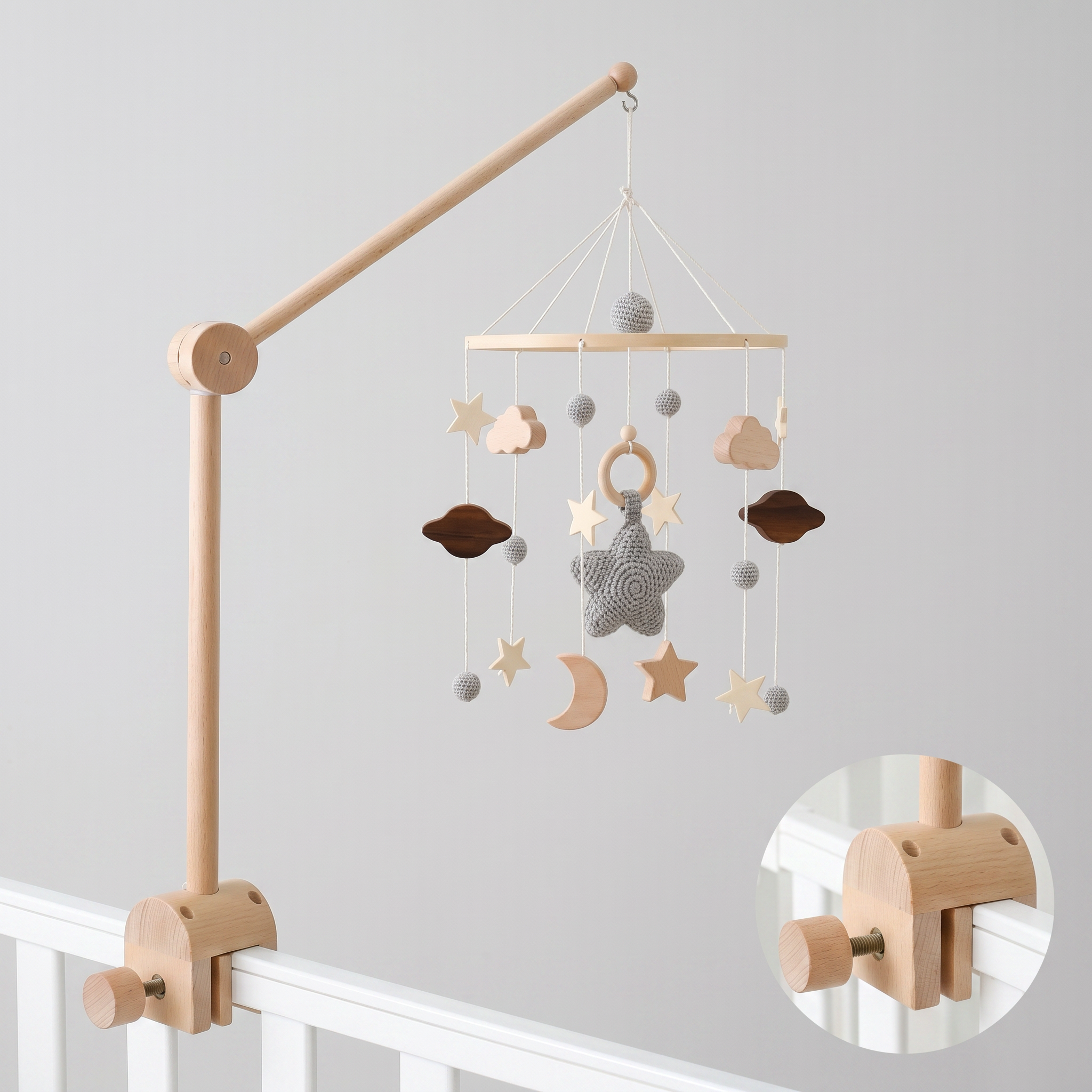 PerfectBaby™ Moonveil Grey premium baby crib mobile