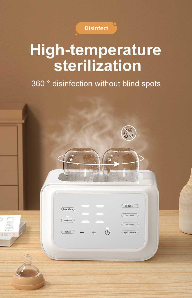 High-temperature sterilization device on a wooden surface with a brown background