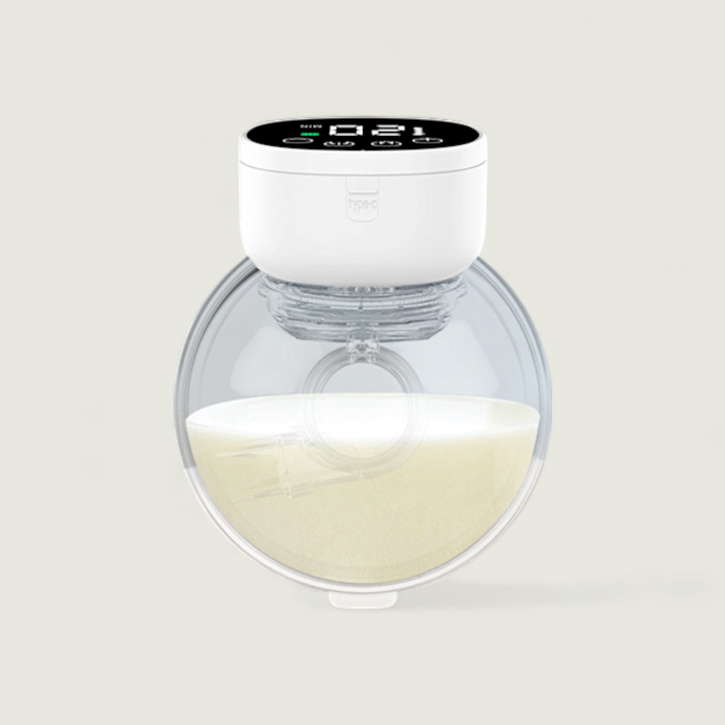 White electronic device with digital display on a light gray background