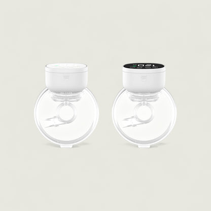 Two white containers with clear bases on a light gray background