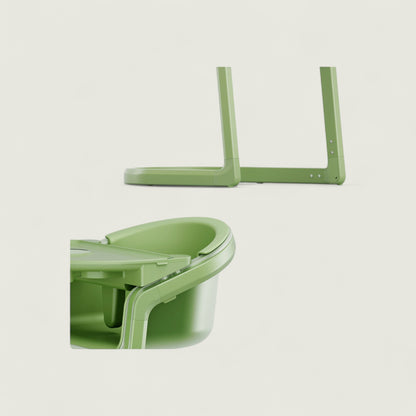 Green plastic chair on a light beige background