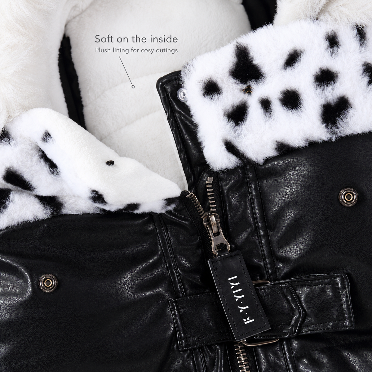 LeatherBear footmuff – lining, detail shown in Black