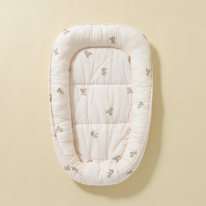 PerfectBaby™ Muslin Nest & Hooded Blanket — Nest / Milk White Bear