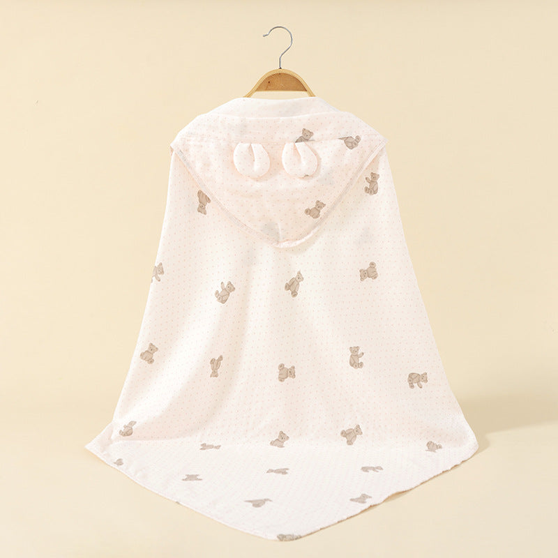 PerfectBaby™ Muslin Nest & Hooded Blanket — Hooded Blanket / Milk White Bear
