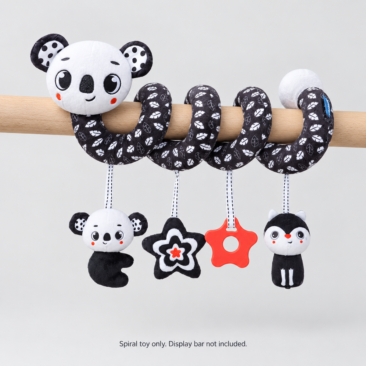Koala spiral toy wrapped around a display bar; bar not included.