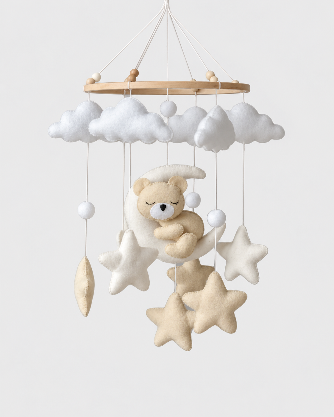 PerfectBaby Felt Crib Mobile — Bear on the Moon — Bear on the Moon