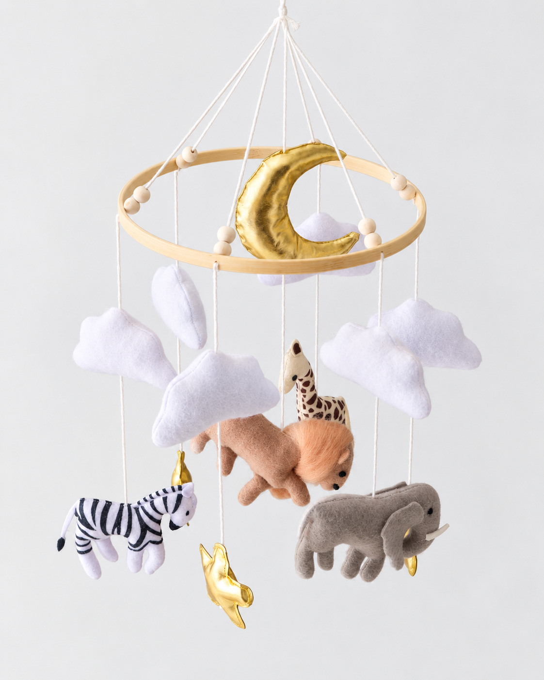 PerfectBaby Felt Crib Mobile — Sun Forest Collection — Golden Animal Kingdom