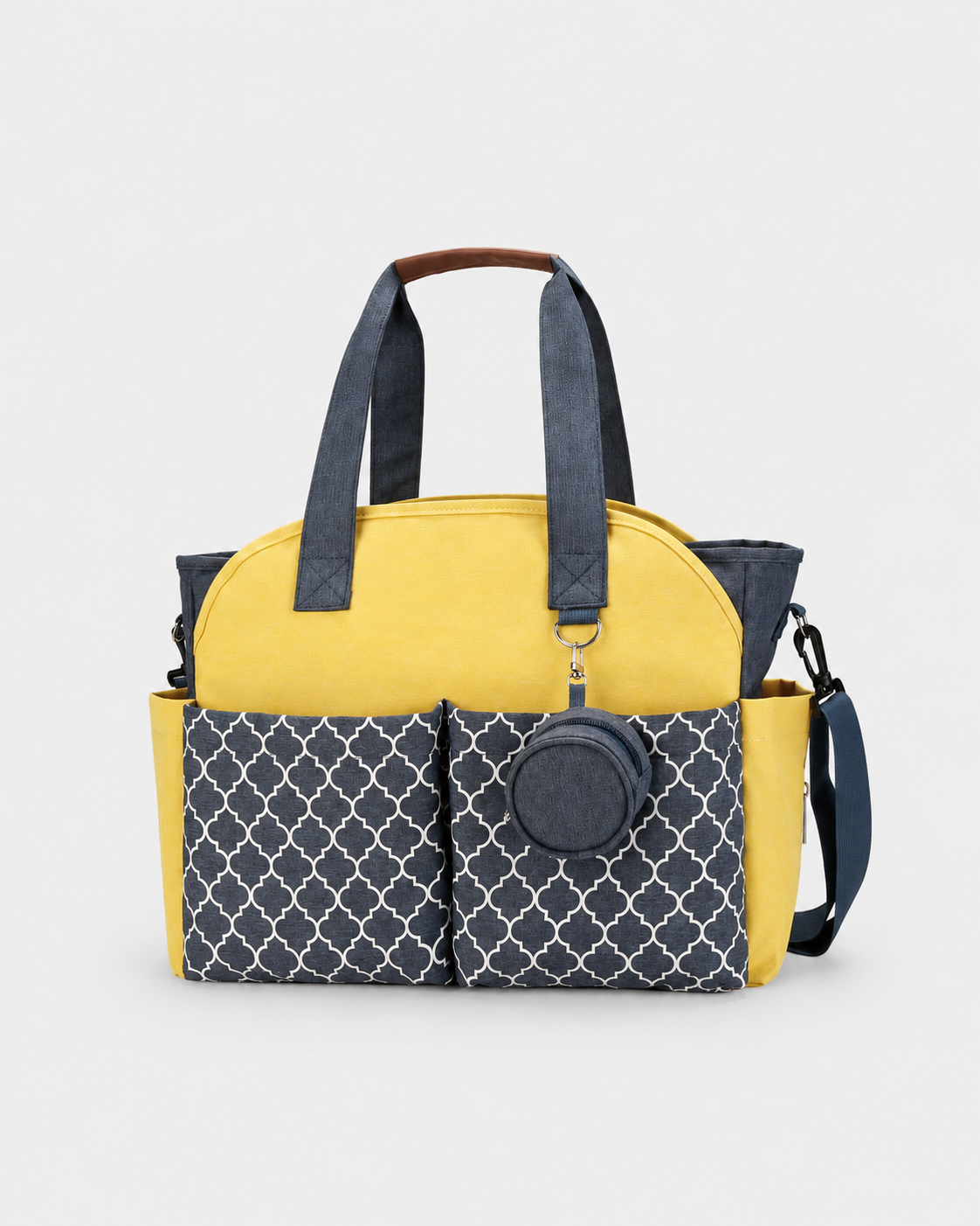 PerfectBaby Diaper Tote with Pacifier Case — Dark Blue Yellow