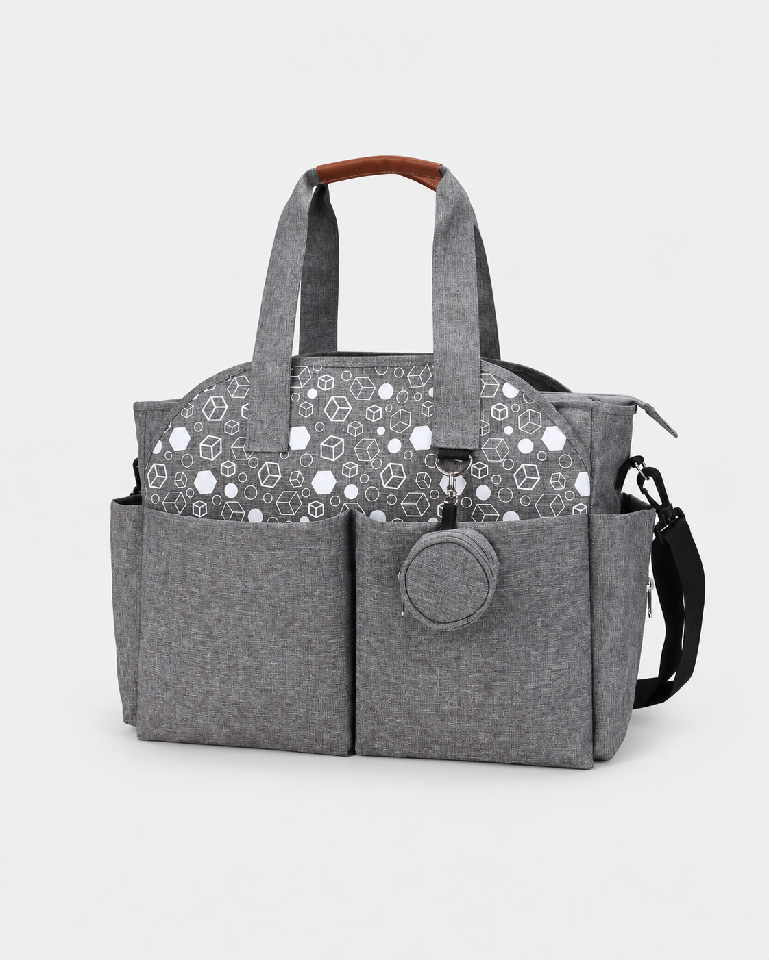 PerfectBaby Diaper Tote with Pacifier Case — Square Grey