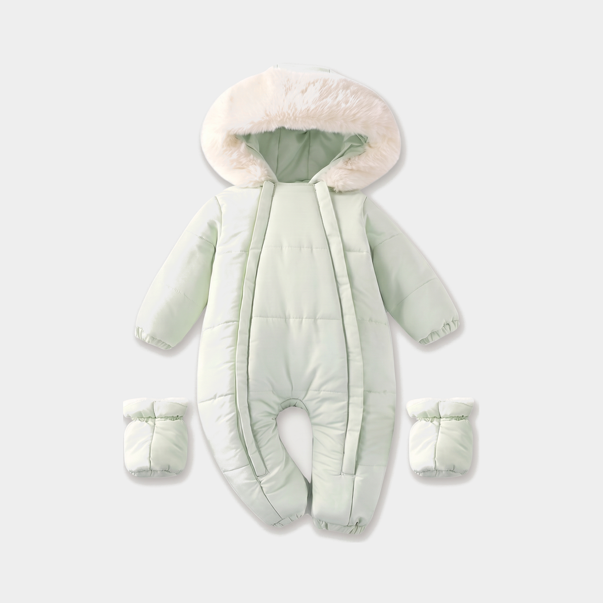 perfectbaby velvet winter snowsuit — Green, full product view on a light grey background