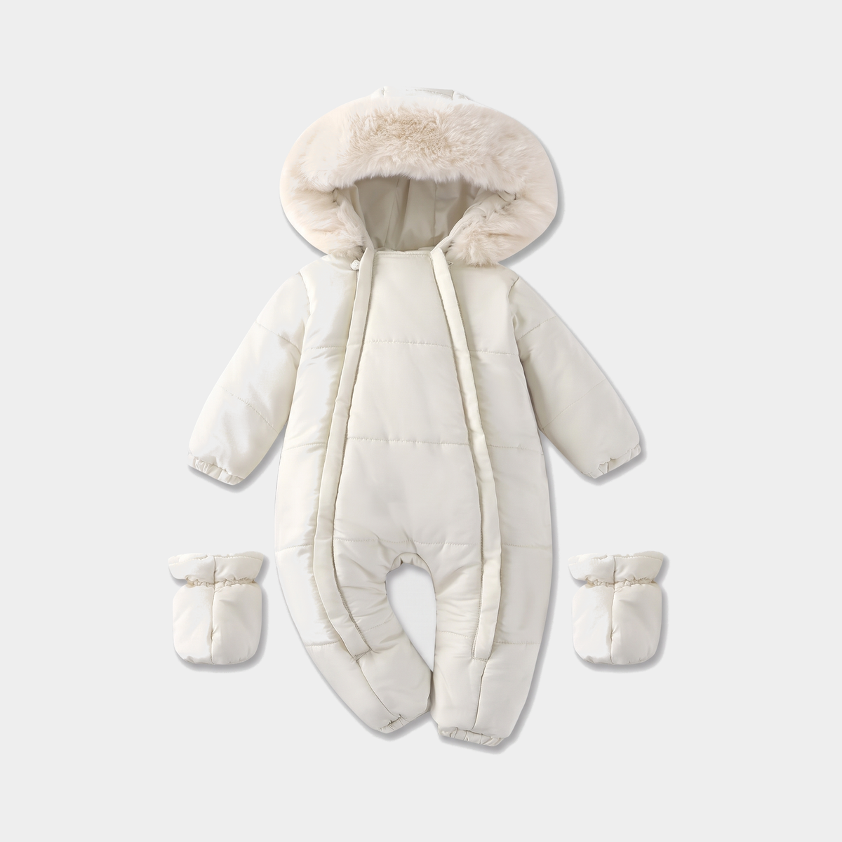 perfectbaby velvet winter snowsuit — White, full product view on a light grey background