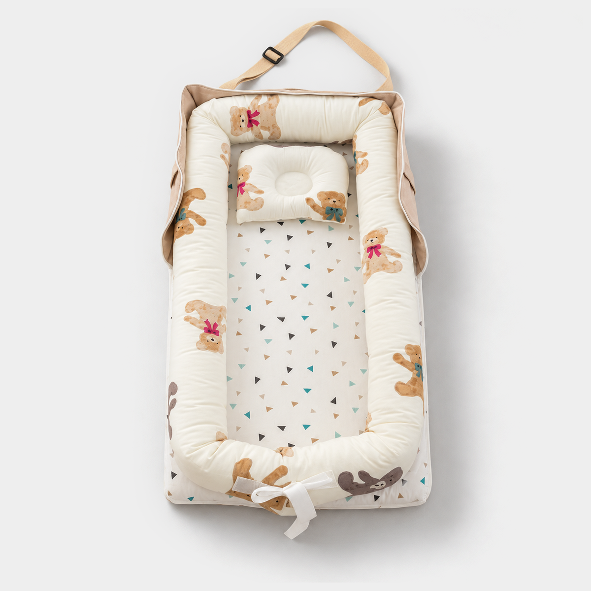 PerfectBaby™ CarryNest Lounger — Teddy, studio product view