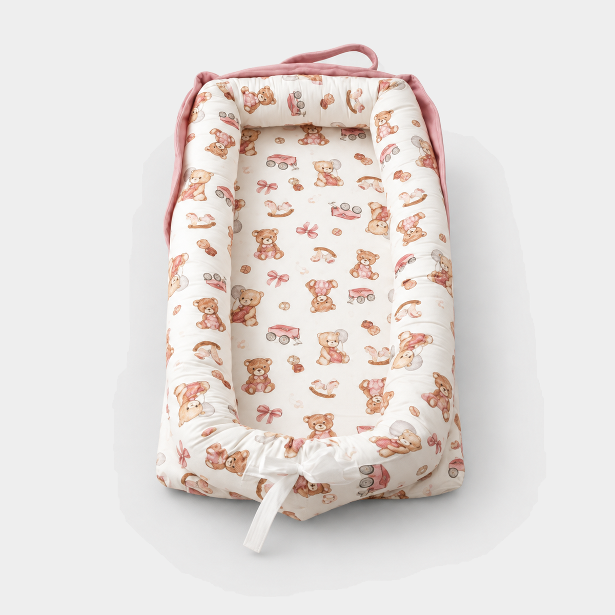 CarryNest pink-bear pattern, complete product studio view