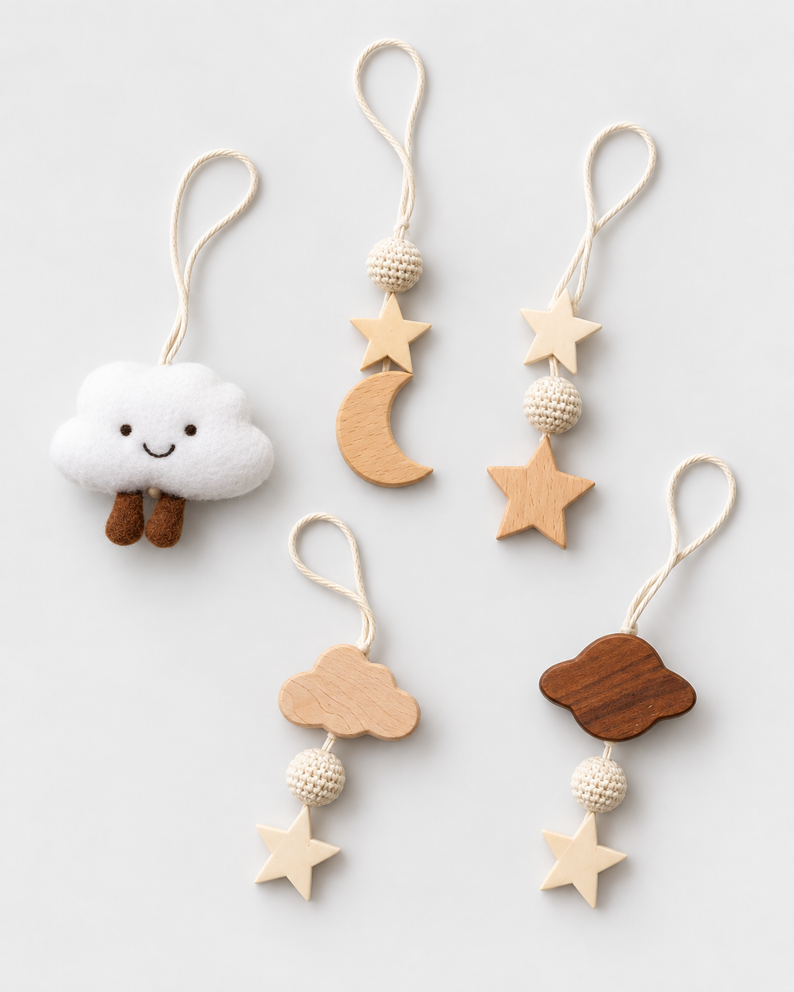 PerfectBaby Dream Arch Cloud & Star Harmony toy set arranged on a light grey studio background
