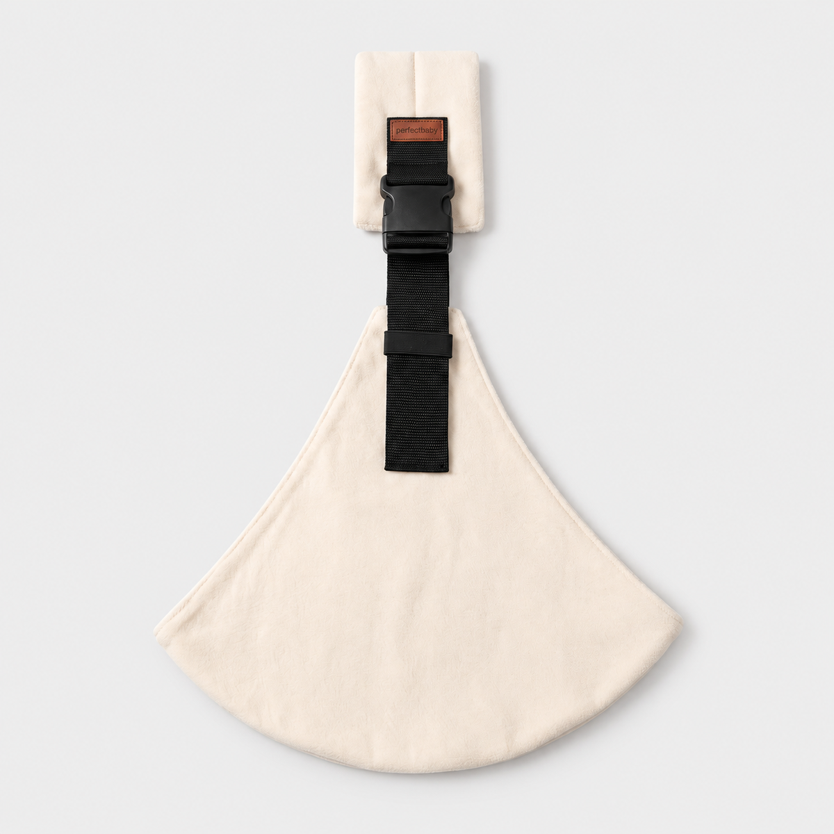 PerfectBaby KANGA off-white baby sling, studio flat lay on light grey background