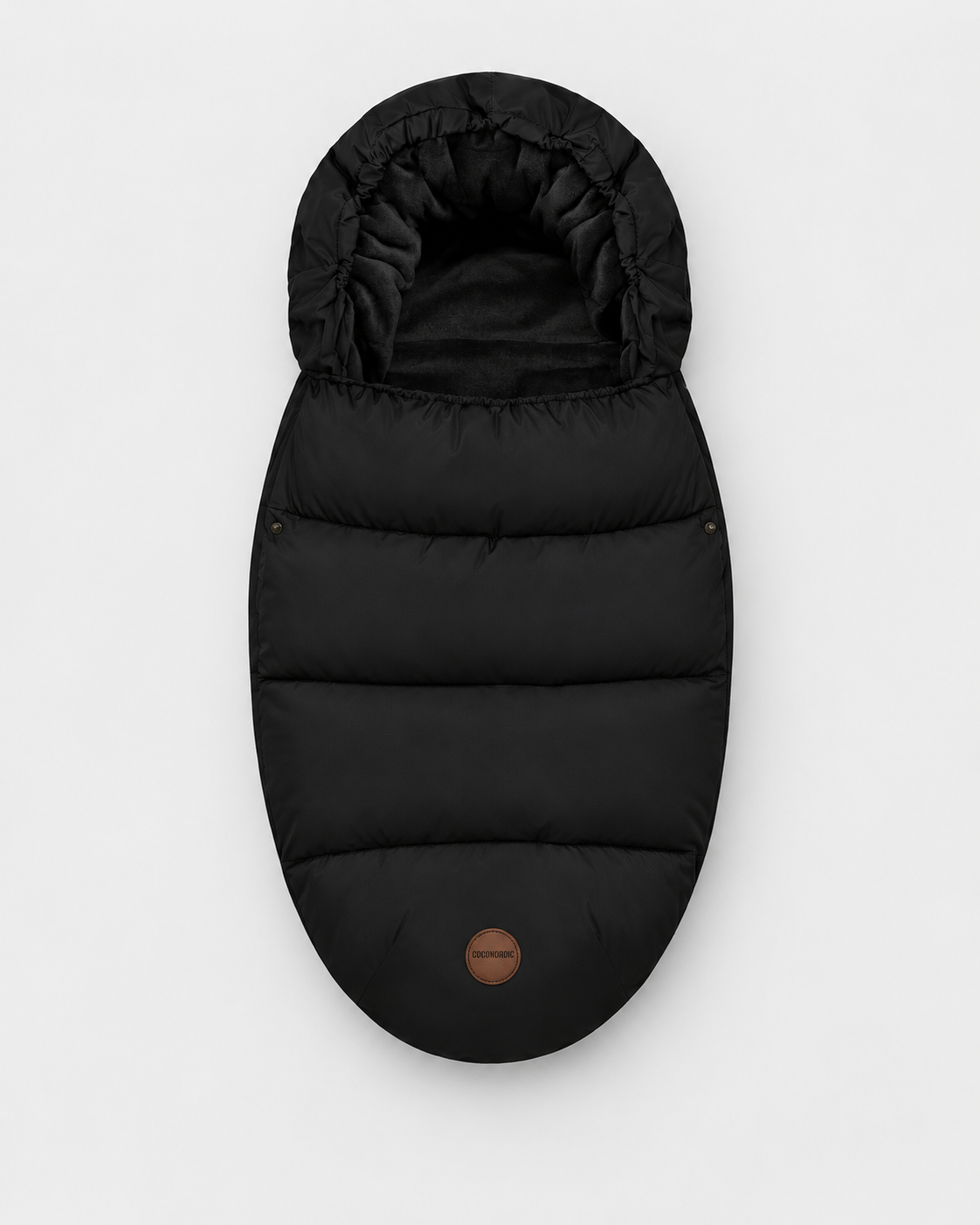 PerfectBaby Noir Black No Fur footmuff, front view