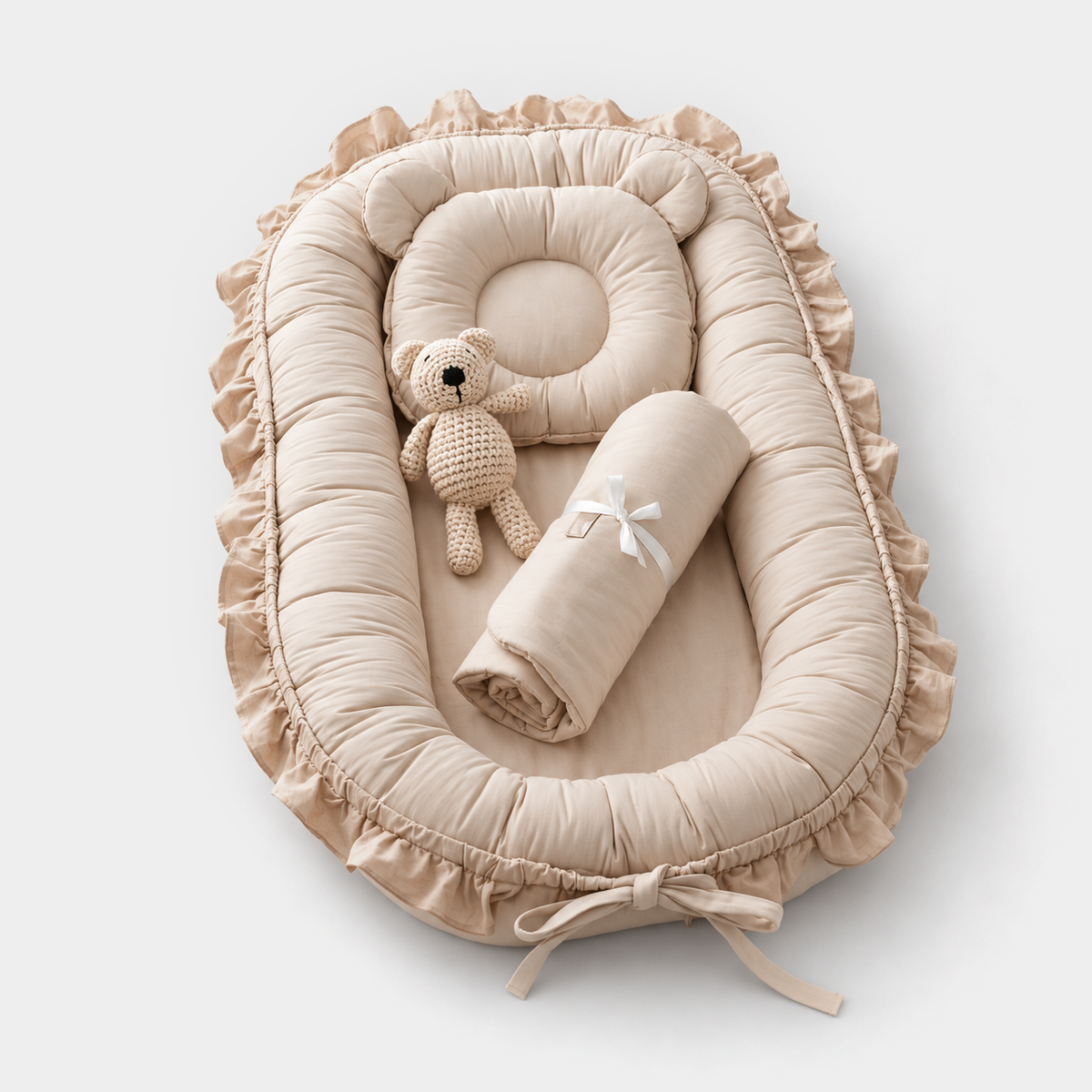 PerfectBaby™ SnuggleNest — Snuggle Beige Lace, studio product view