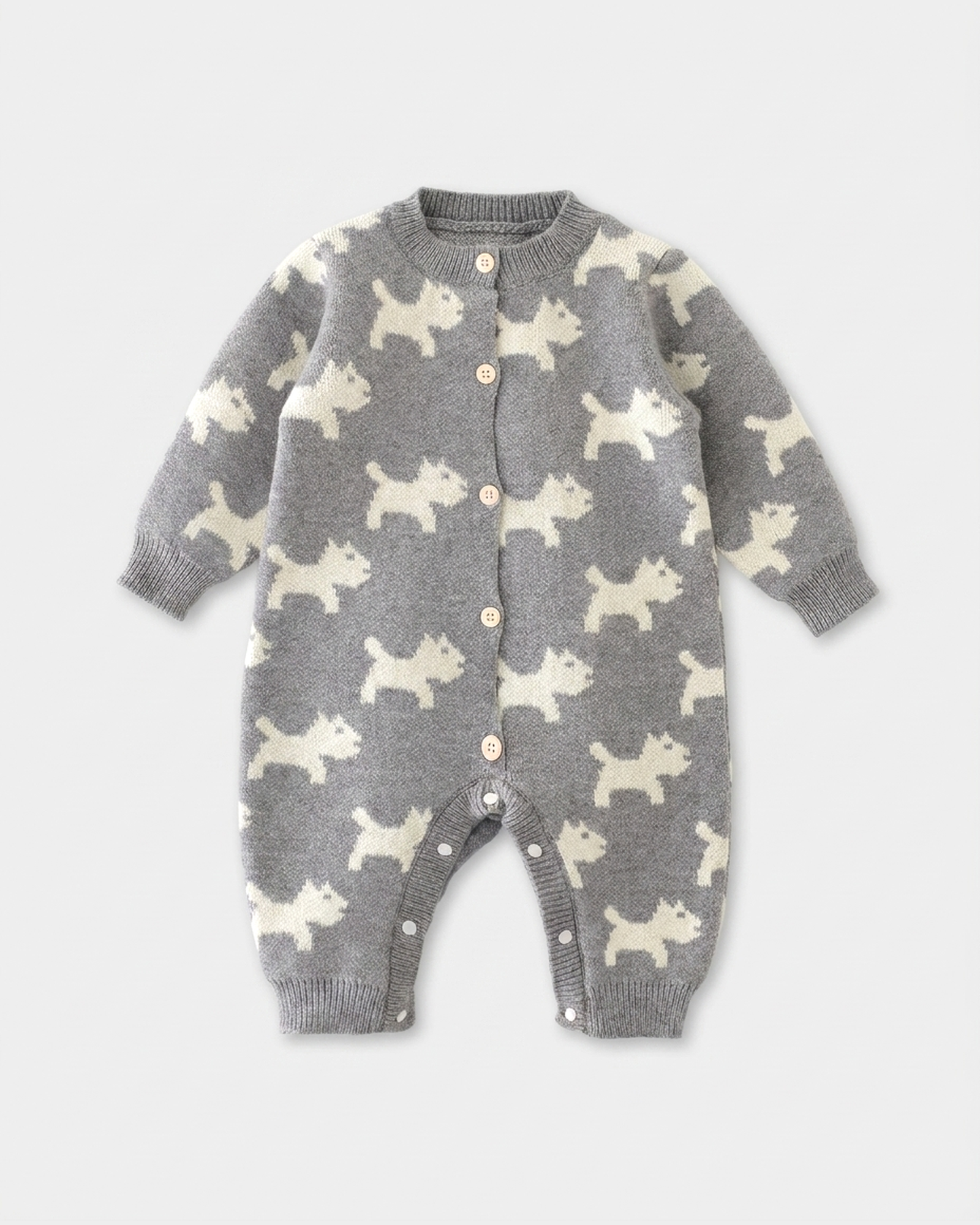 PerfectBaby™ Grey Puppy Knit Baby Romper — photo 1