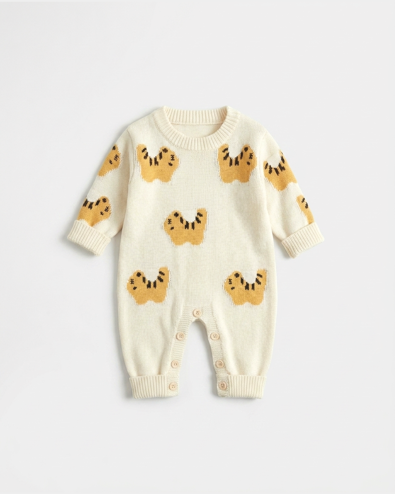 PerfectBaby™ Cream Tiger Knit Baby Romper — photo 1