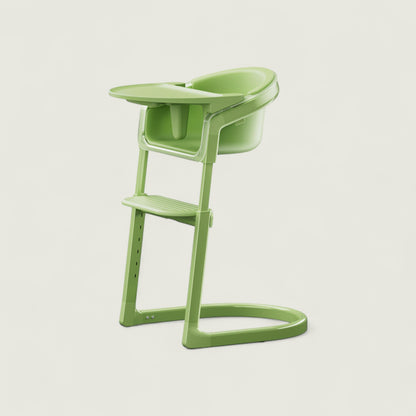 Green high chair on a light gray background