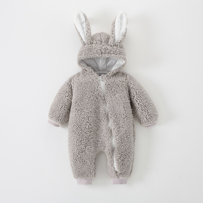 Gray bunny onesie on a white background