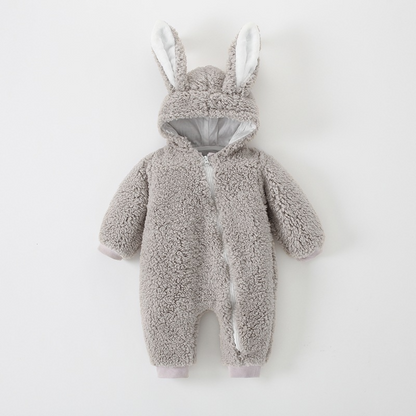 Gray bunny onesie on a white background